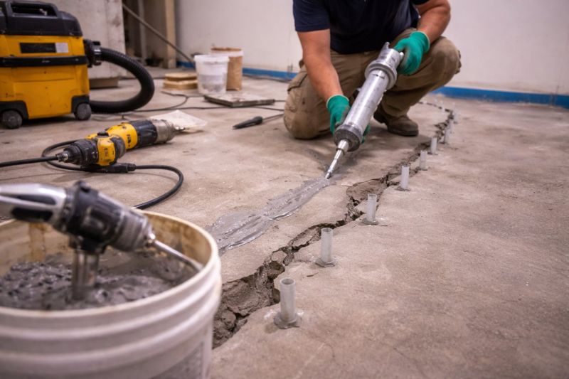 Cracked Basement Floor Repair in Christiansburg, VA